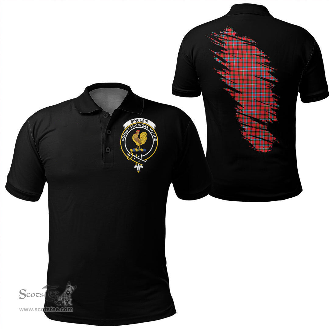ScotsTee Shop Scottish Sinclair Modern Clan Crest Tartan In Me Scotland In My Bone Soft Cotton Polo Shirts