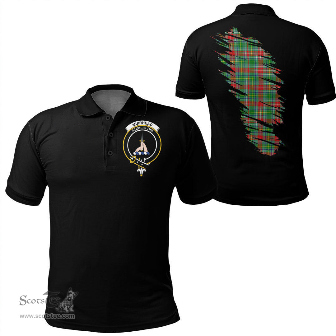 ScotsTee Shop Scottish Muirhead Clan Crest Tartan In Me Scotland In My Bone Soft Cotton Polo Shirts
