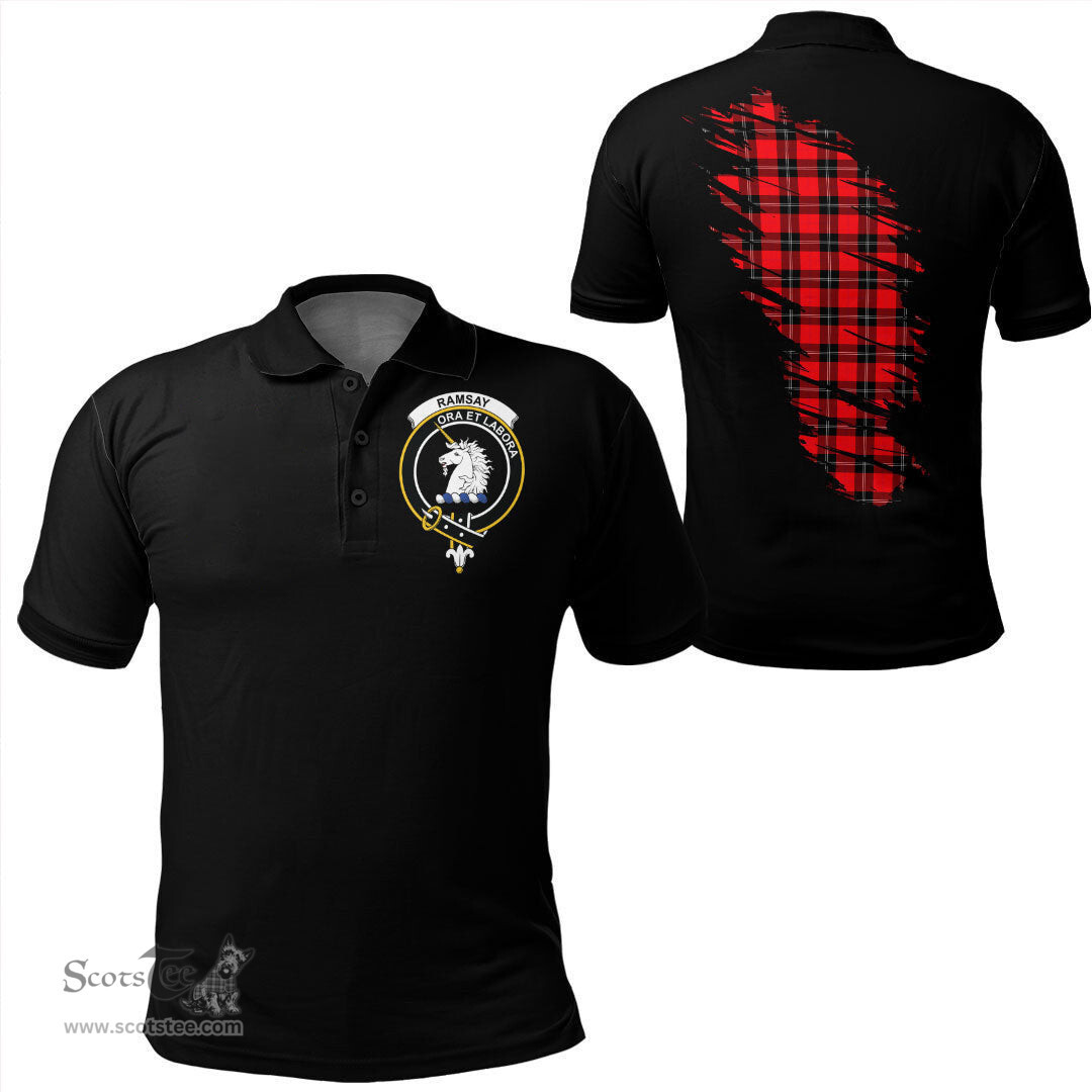 ScotsTee Shop Scottish Ramsay Modern Clan Crest Tartan In Me Scotland In My Bone Soft Cotton Polo Shirts