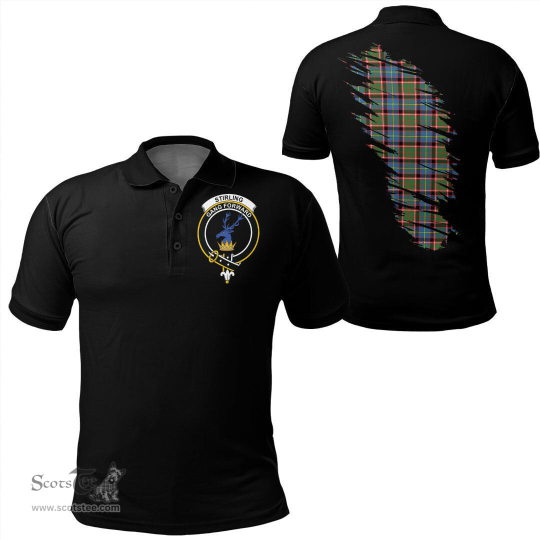 ScotsTee Shop Scottish Stirling & Bannockburn District Clan Crest Tartan In Me Scotland In My Bone Soft Cotton Polo Shirts