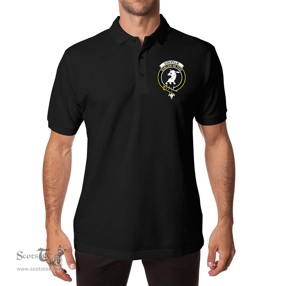 ScotsTee Shop Scottish Colville Clan Scottish Clans Crest Soft Cotton Polo Shirt