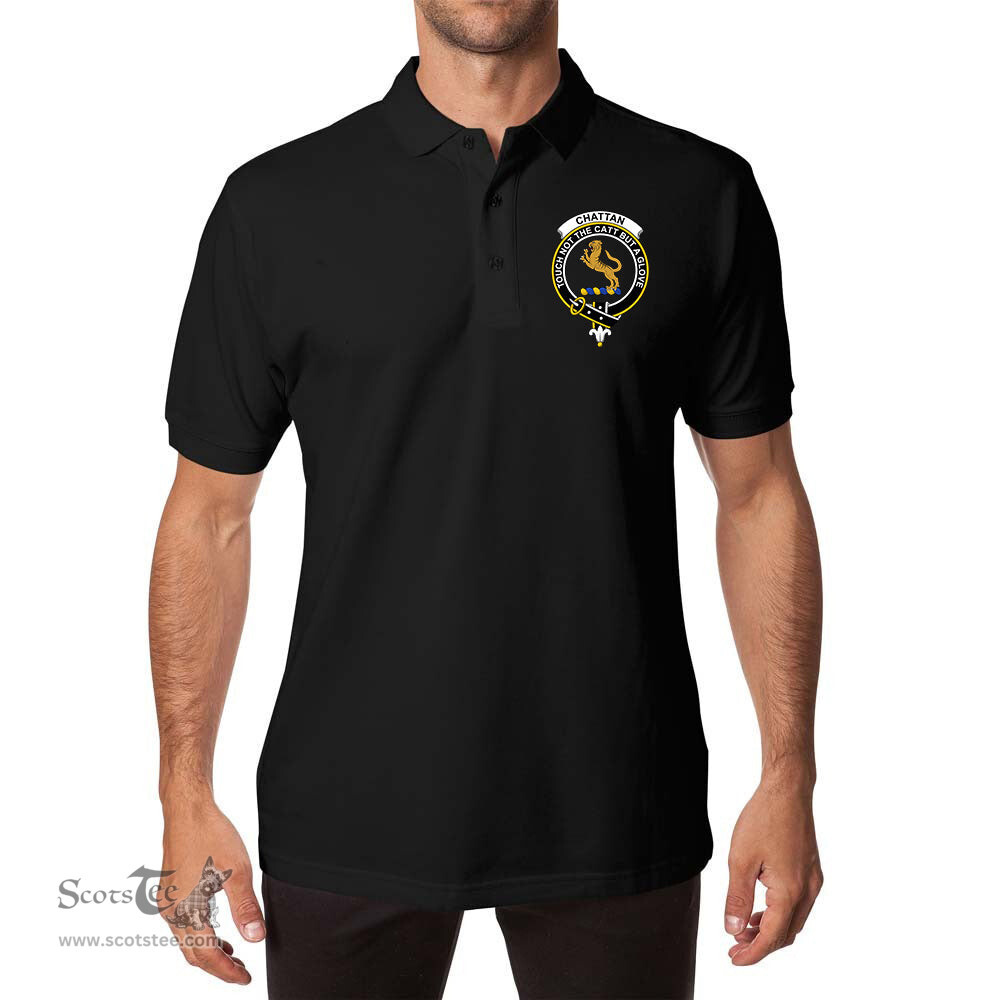ScotsTee Shop Scottish Chattan Clan Scottish Clans Crest Soft Cotton Polo Shirt