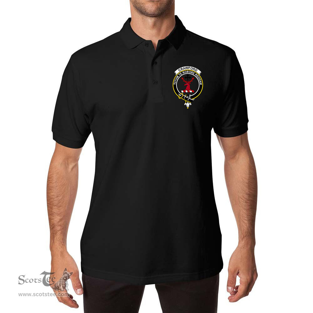 ScotsTee Shop Scottish Crawford Clan Scottish Clans Crest Soft Cotton Polo Shirt