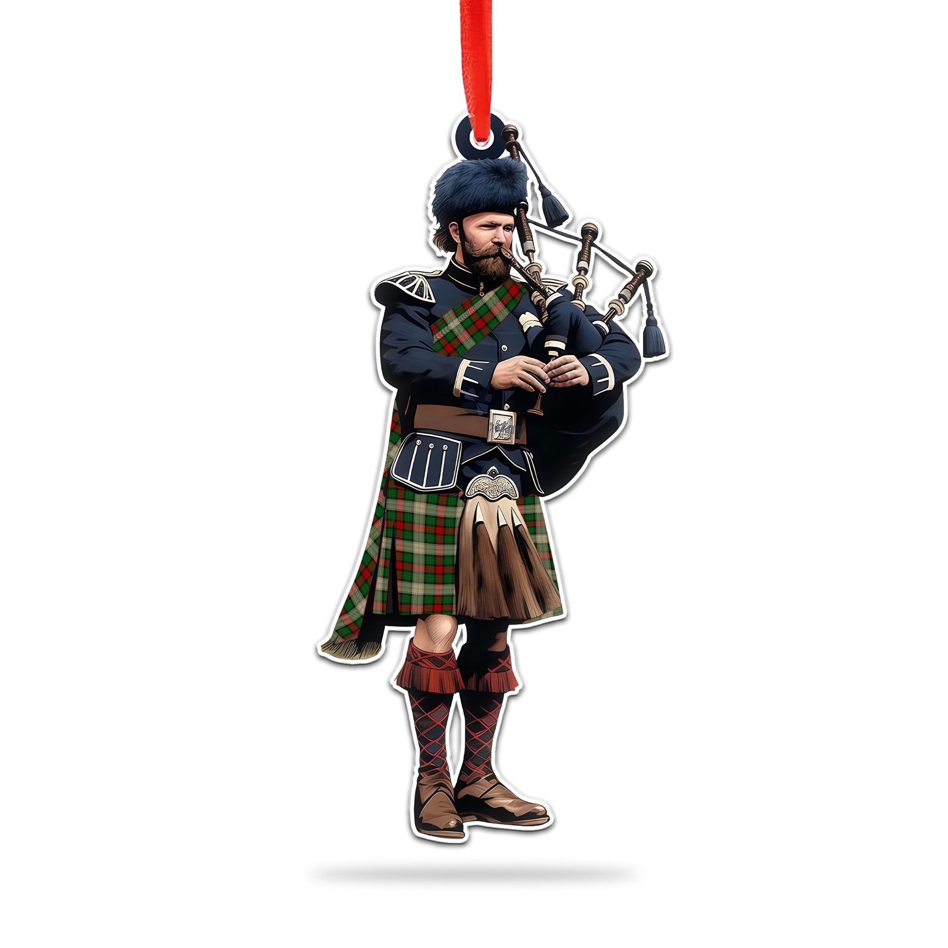 Scottish Hohenzollern Staff Tartan Bagpipe Ornament Christmas Tree Decoration