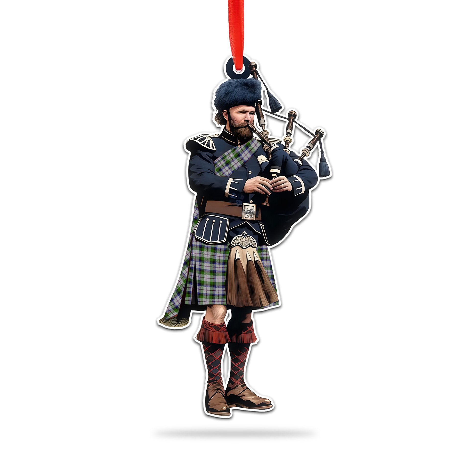 Scottish MacCracken Dress Tartan Bagpipe Ornament Christmas Tree Decoration