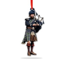 Scottish MacCracken Dress Tartan Bagpipe Ornament Christmas Tree Decoration