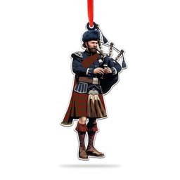 Scottish Lochiel Tartan Bagpipe Ornament Christmas Tree Decoration