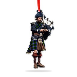 Scottish MacNeill of Barra Modern Tartan Bagpipe Ornament Christmas Tree Decoration