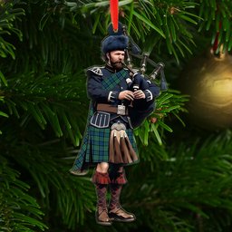 Scottish MacCallum Ancient SC Tartan Bagpipe Ornament Christmas Tree Decoration