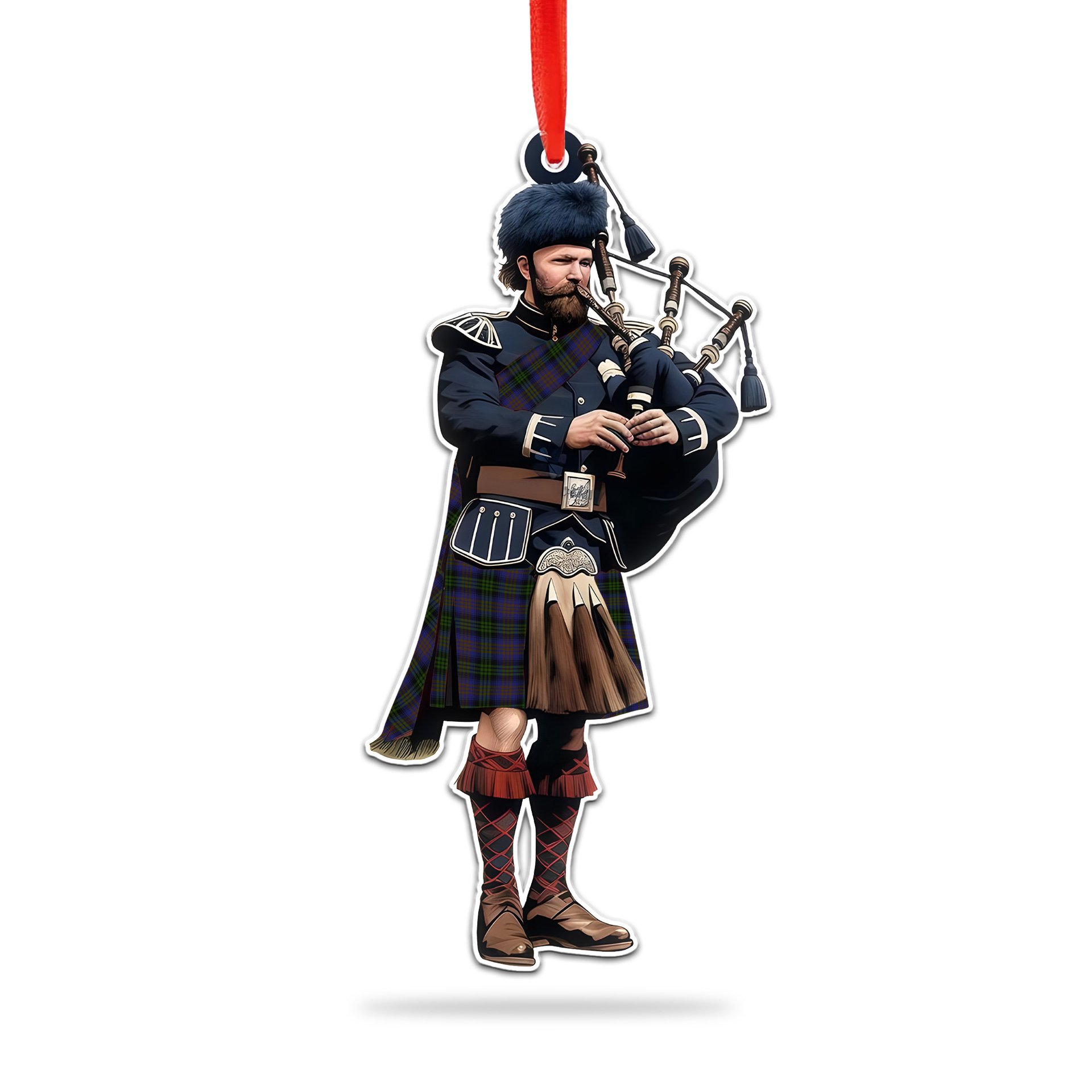 Scottish Lysaght Hunting Tartan Bagpipe Ornament Christmas Tree Decoration