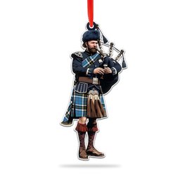 Scottish Thompson Society Tartan Bagpipe Ornament Christmas Tree Decoration