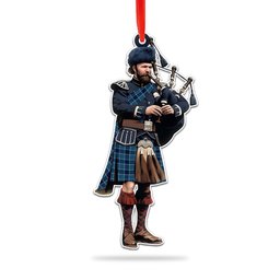 Scottish US Navy Modern Tartan Bagpipe Ornament Christmas Tree Decoration