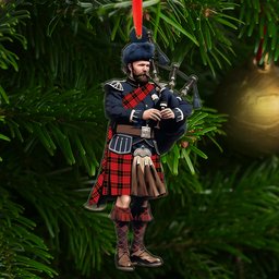 Scottish Mcquain Modern Tartan Bagpipe Ornament Christmas Tree Decoration