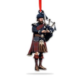 Scottish Murray of Polmaise Tartan Bagpipe Ornament Christmas Tree Decoration
