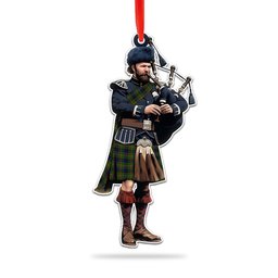 Scottish Reid Green Tartan Bagpipe Ornament Christmas Tree Decoration