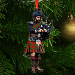 Scottish Moncreiffe Modern Tartan Bagpipe Ornament Christmas Tree Decoration