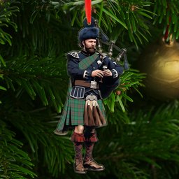 Scottish Ralston USA Ancient Tartan Bagpipe Ornament Christmas Tree Decoration