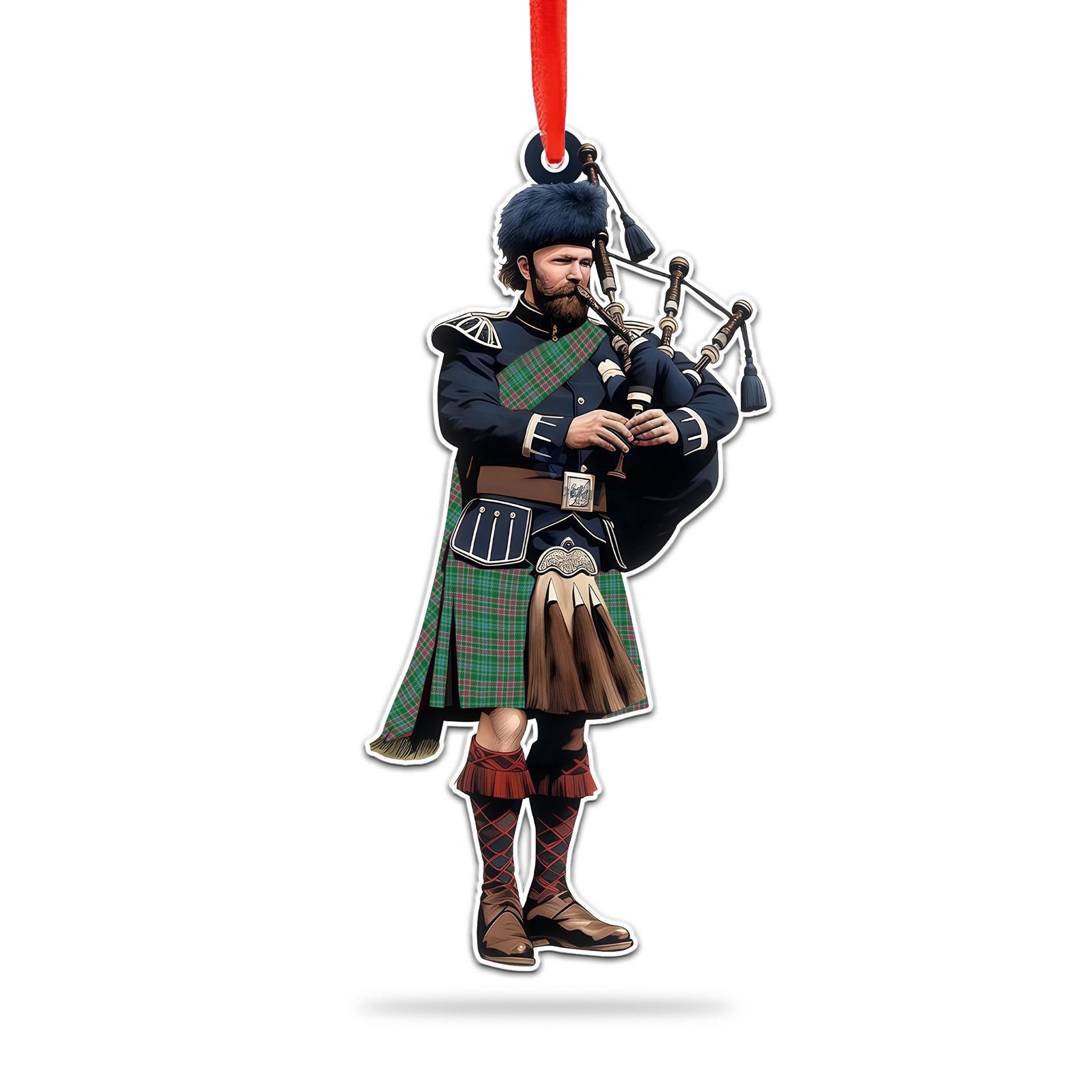 Scottish Ralston USA Ancient Tartan Bagpipe Ornament Christmas Tree Decoration