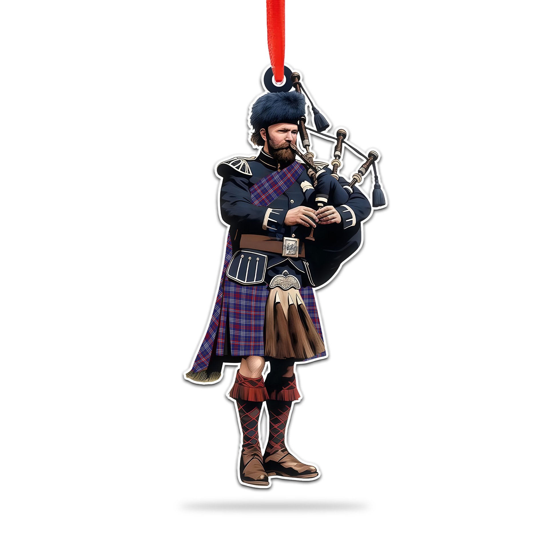 Scottish Parker USA Tartan Bagpipe Ornament Christmas Tree Decoration