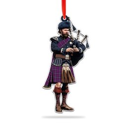 Scottish Regan Tartan Bagpipe Ornament Christmas Tree Decoration