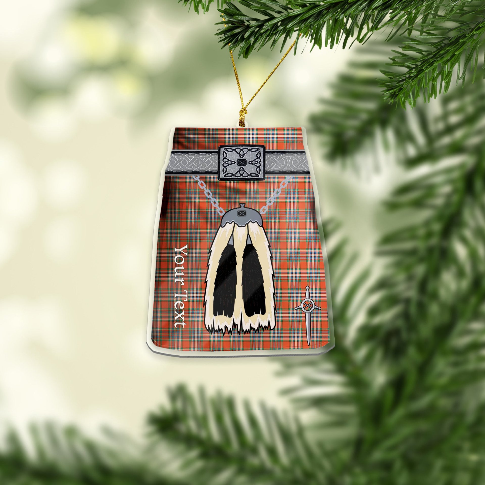Scottish McFarland Ancient Tartan Highland Kilt Sporran Christmas Ornament - Fun Scottish Gift