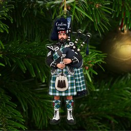 Scottish Campbell Dress Tartan Bagpipe Personalized Christmas Ornament