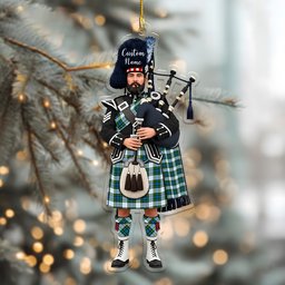 Scottish Campbell Dress Tartan Bagpipe Personalized Christmas Ornament