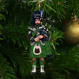 Scottish Foster Hunting Tartan Bagpipe Personalized Christmas Ornament