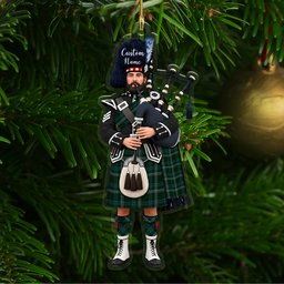 Scottish Heartfelt Welcome Tartan Bagpipe Personalized Christmas Ornament