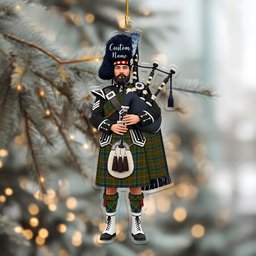 Scottish MacLean of Kingairloch Tartan Bagpipe Personalized Christmas Ornament