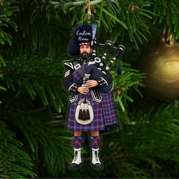 Scottish Parker USA Tartan Bagpipe Personalized Christmas Ornament