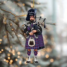 Scottish Parker USA Tartan Bagpipe Personalized Christmas Ornament