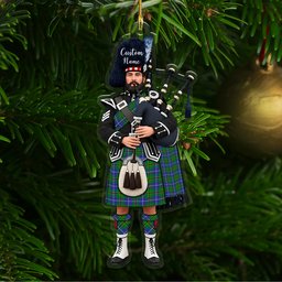 Scottish Turnbull Hunting SC Tartan Bagpipe Personalized Christmas Ornament