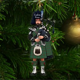 Scottish Ralston USA Tartan Bagpipe Personalized Christmas Ornament