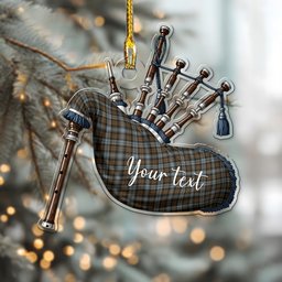 Scottish BlackWatch Weathered Tartan Highland Bagpipe Instrument Ornament