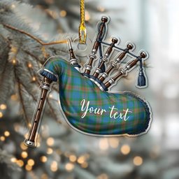 Scottish Buchanan Hunting Ancient Tartan Highland Bagpipe Instrument Ornament