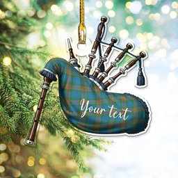 Scottish Buchanan Hunting Ancient Tartan Highland Bagpipe Instrument Ornament