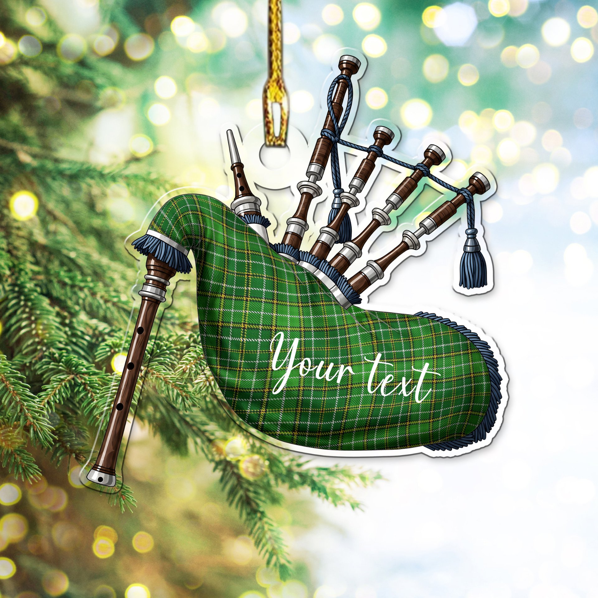 Scottish Foster Hunting Tartan Highland Bagpipe Instrument Ornament