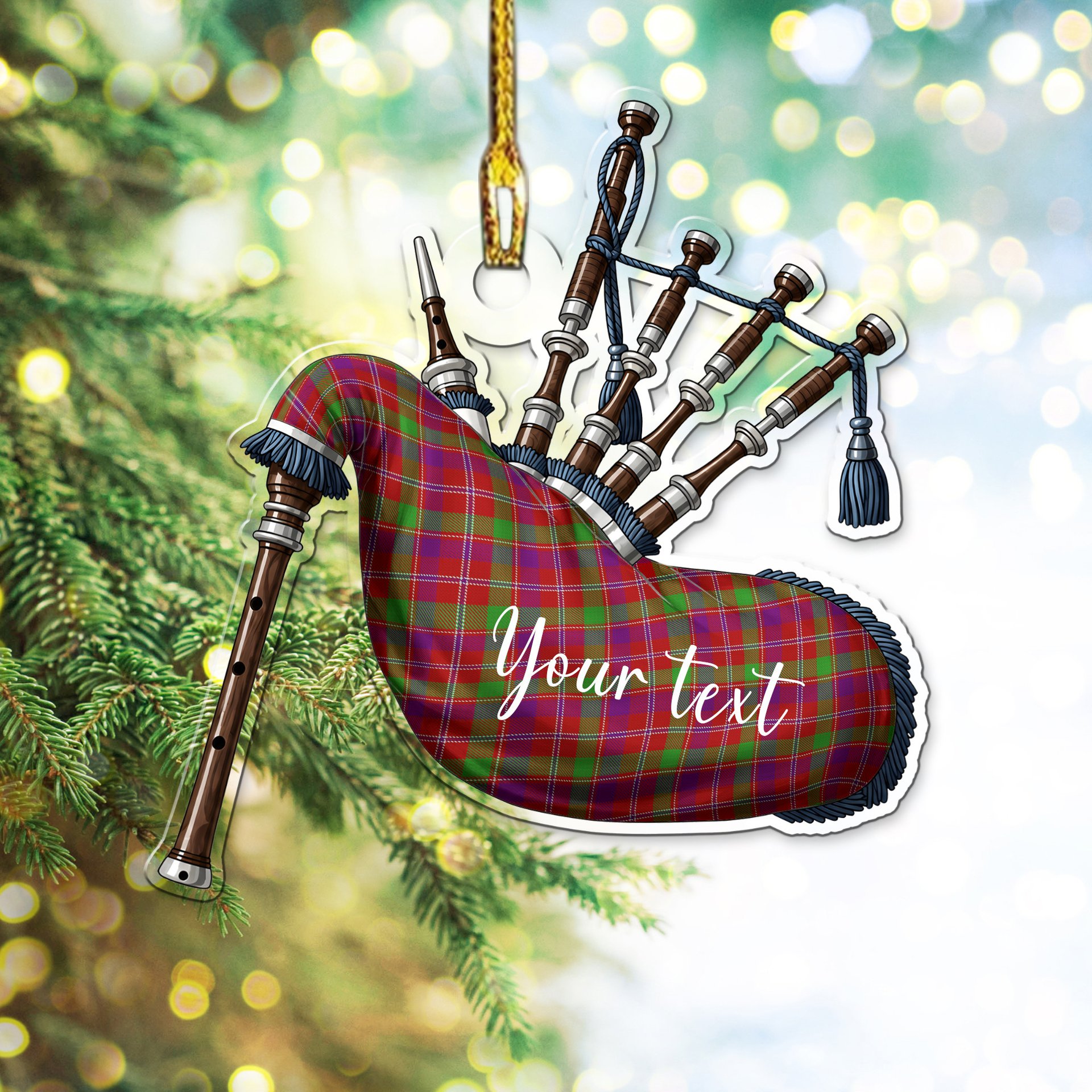 Scottish Glenfinnan Tartan Highland Bagpipe Instrument Ornament