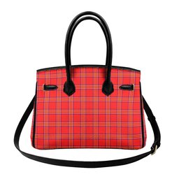 Scottish Burnett Modern Tartan Lock Tote Handbag Women's Purse