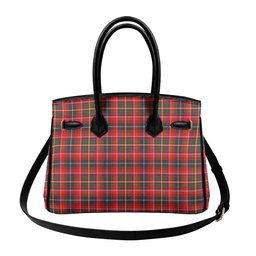 Scottish Innes Modern Tartan Lock Tote Handbag Women's Purse