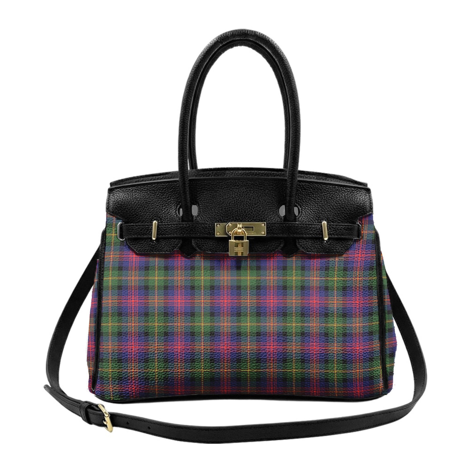 Scottish Logan Modern Tartan Lock Tote Handbag Women's Purse