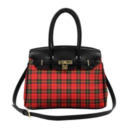 Scottish Wallace Hunting Red Tartan Lock Tote Handbag Women's Purse
