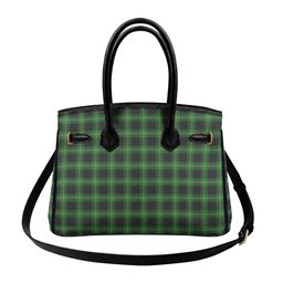Scottish Perry Hunting Green Tartan Lock Tote Handbag Women's Purse
