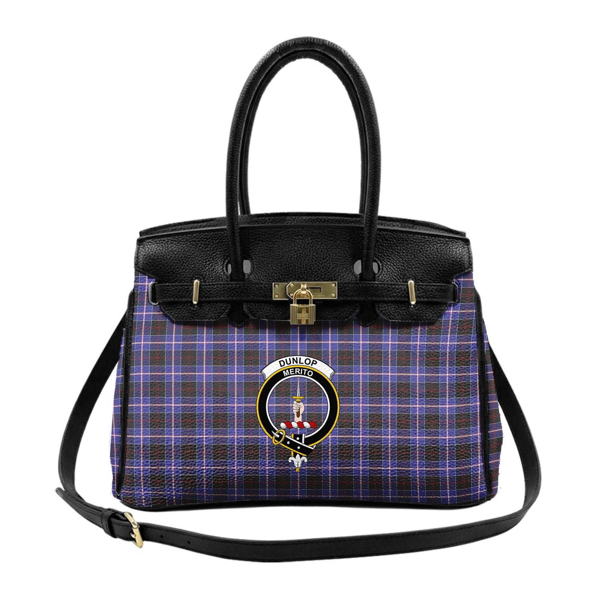 Scottish Dunlop Modern Crest Tartan Lock Tote Handbag Women's Purse