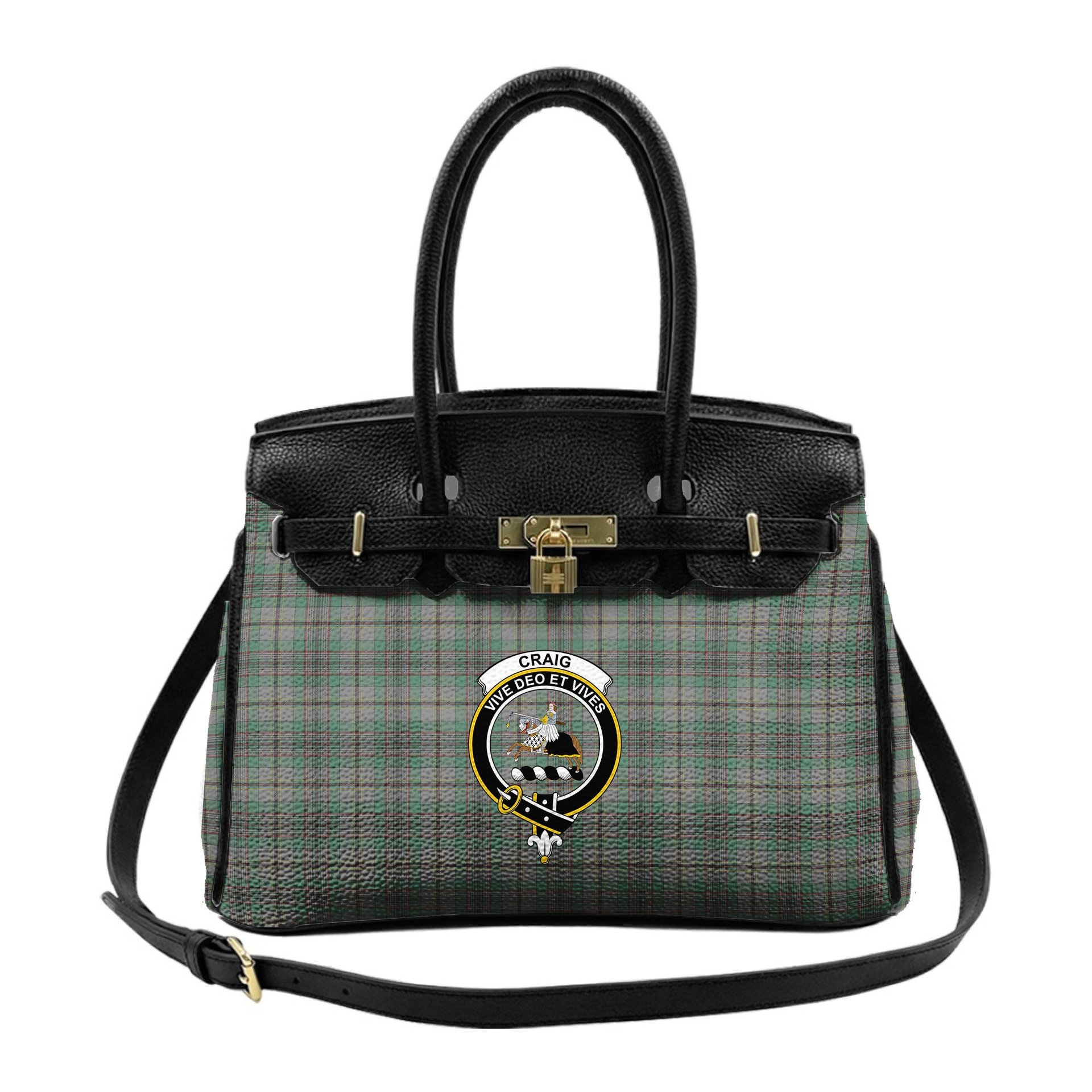Scottish Craig Crest Tartan Lock Tote Handbag Women's Purse