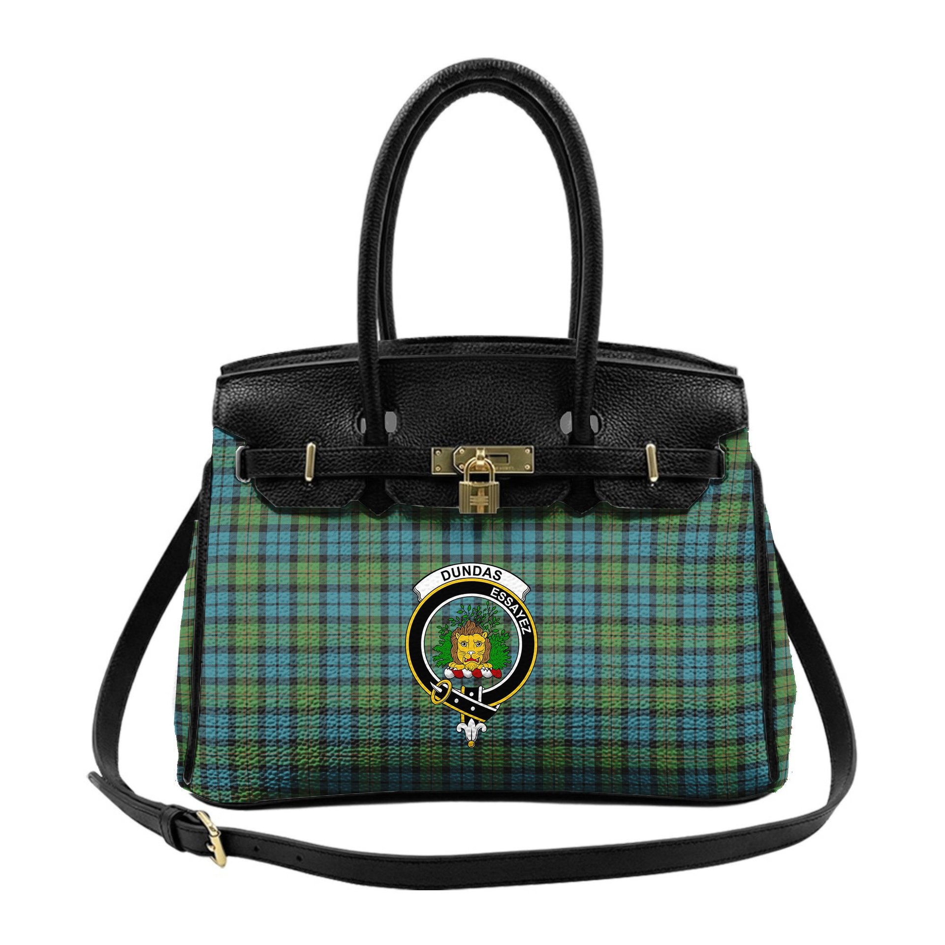 Scottish Dundas Ancient Crest Tartan Lock Tote Handbag Women's Purse