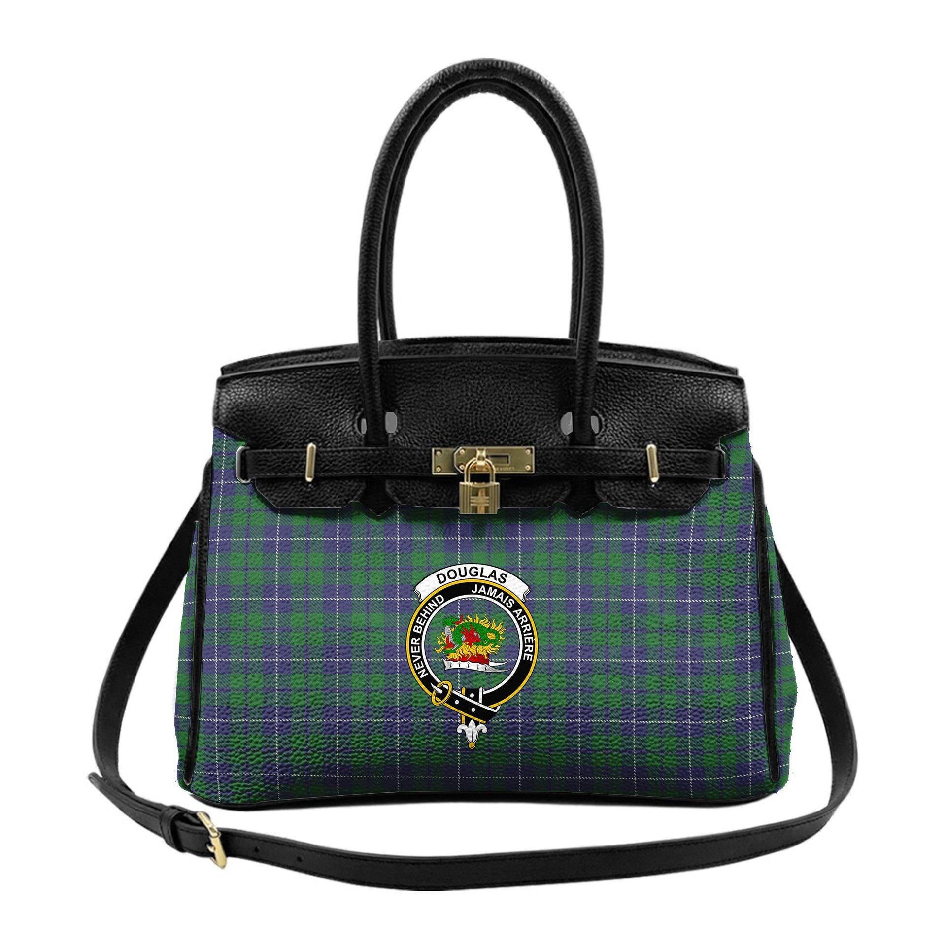 Scottish Douglas Green Wilsons Crest Tartan Lock Tote Handbag Women's Purse