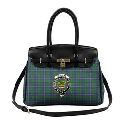 Scottish Douglas Green Wilsons Crest Tartan Lock Tote Handbag Women's Purse
