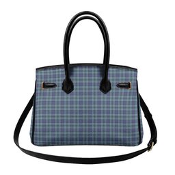 Scottish Hannay Blue Crest Tartan Lock Tote Handbag Women's Purse